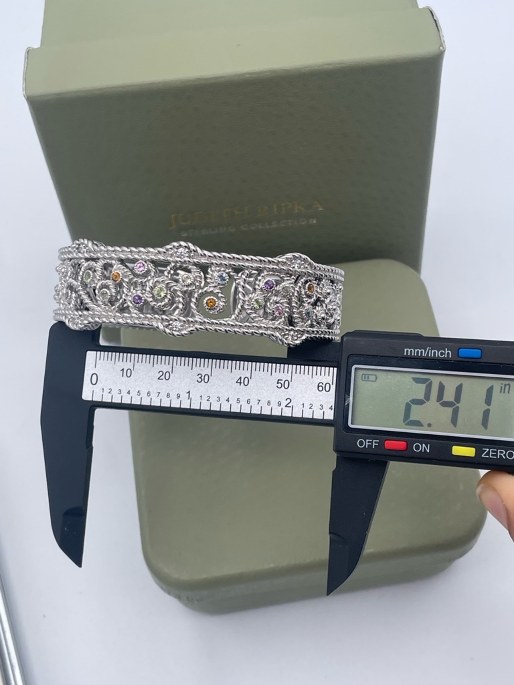 Judith Ripka Sterling Silver 925 Multi Gemstone CZ Cuff Bracelet Heavy 66.6g - Picture 9 of 15
